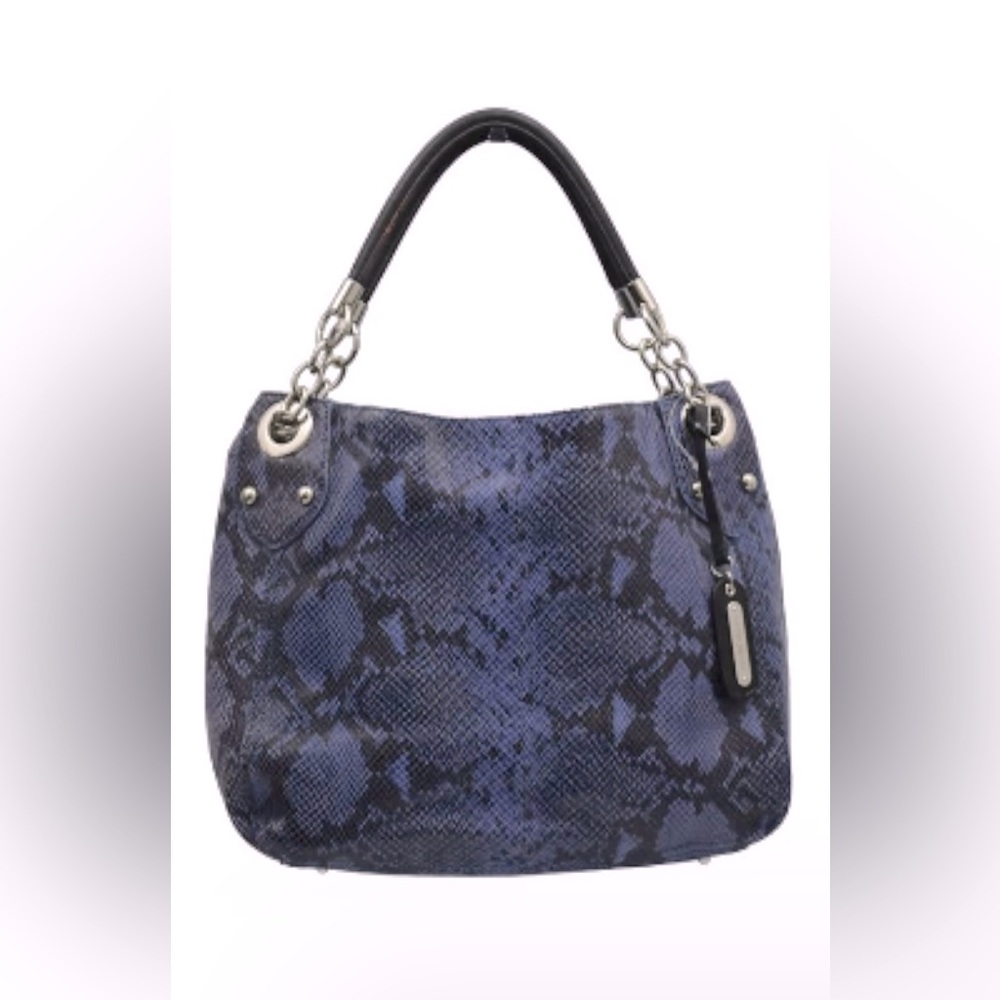 Cynthia Rowley handbag hobo purse, leather purple, and black snakeskin embossed